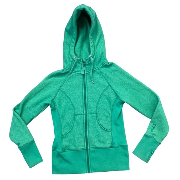 Zella Harmony Striated Full Zip Hoodie Sweatshirt Bright Green‎ Size Small - Picture 2 of 10